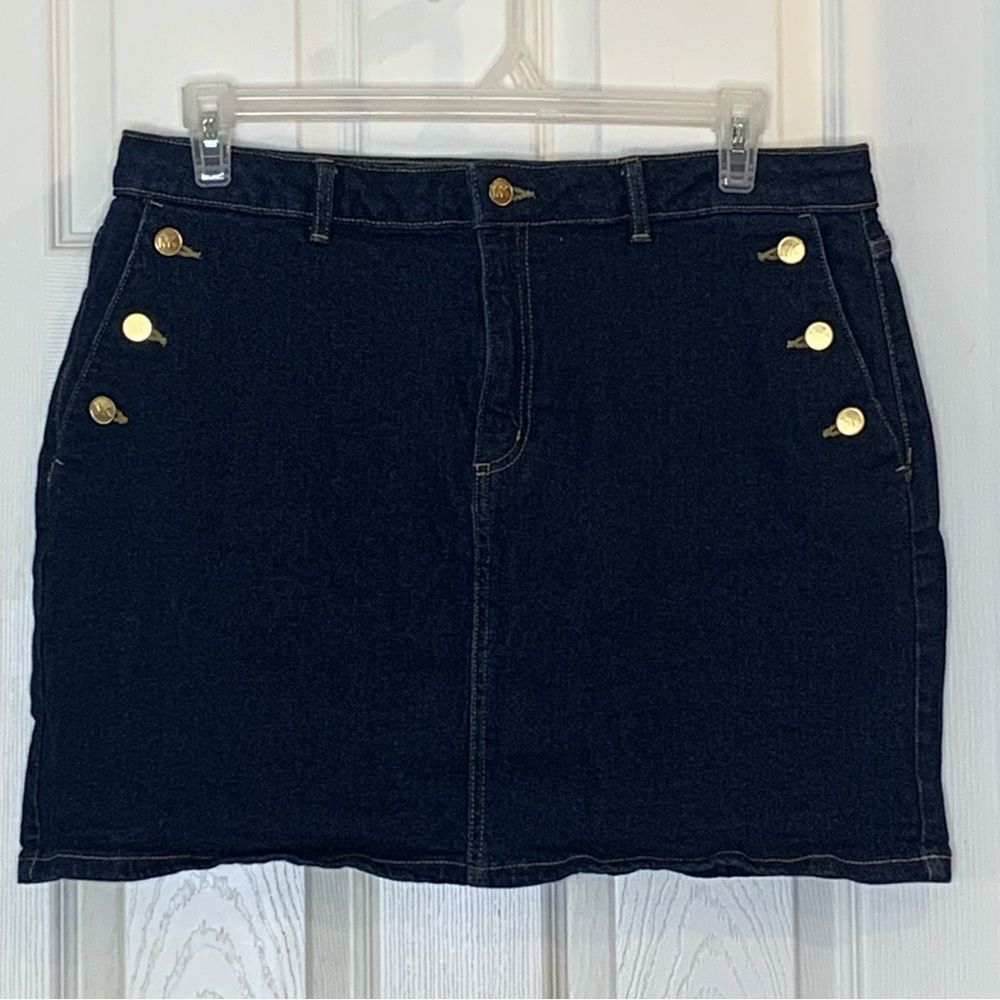 Michael Kors Jean Skirt Gold Buttons Size 16